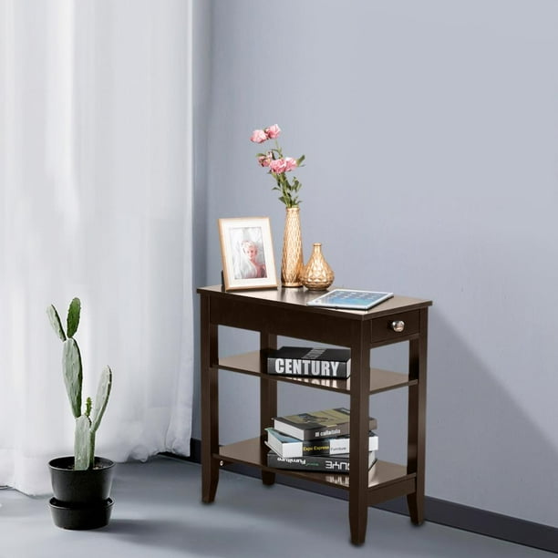UBesGoo Chairside End Table Narrow Recliner Side Table MDF 24 inch Hight Hand Applied Coffee