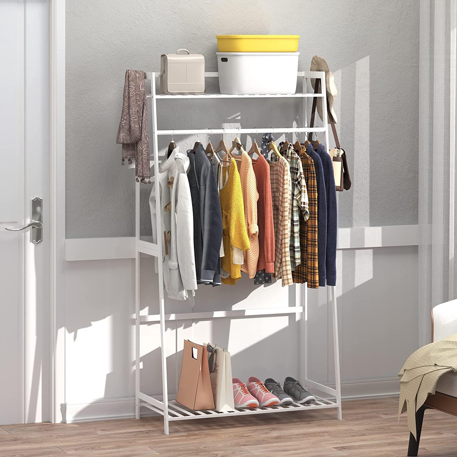 UBesGoo Clothes Rack, Heavy Duty Garment Rack with Shelves & Clothes ...