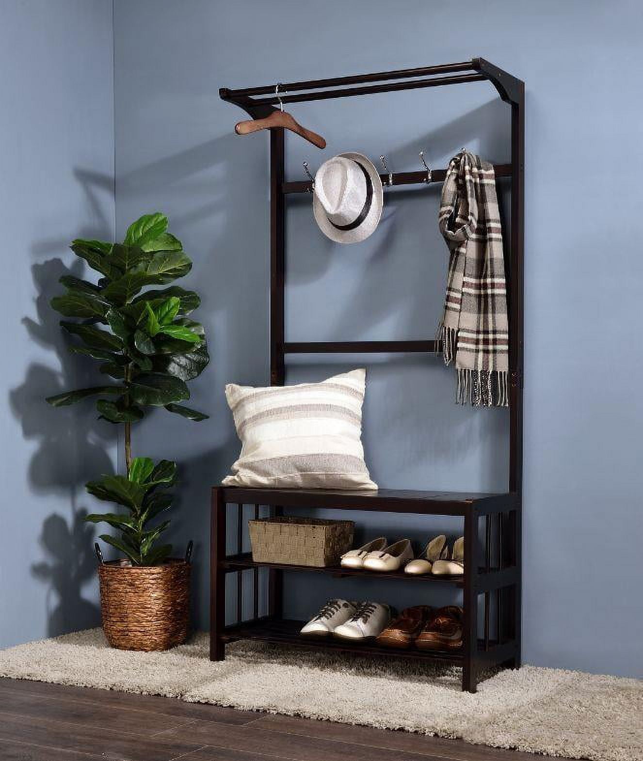 UBesGoo Coat Rack Shoe Bench, Hall Tree Entryway Storage Bench