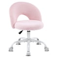 thumbnail image 1 of UBesGoo Comfy Office Chair with Wheels, Cute Rolling Vanity Makeup Chair, Adjustable Faux Rabbit Hair Task Chair for Makeup Room, Pink, 1 of 9