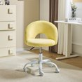 thumbnail image 1 of UBesGoo Comfy Office Chair with Wheels, Cute Rolling Vanity Makeup Chair, Adjustable Faux Rabbit Hair Task Chair for Makeup Room, Yellow, 1 of 9