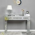 thumbnail image 1 of UBesGoo  Computer Desk, Mirrored Surface Laptop Table, Study Table with 3 Broken Glass Drawer, Silver, 1 of 9