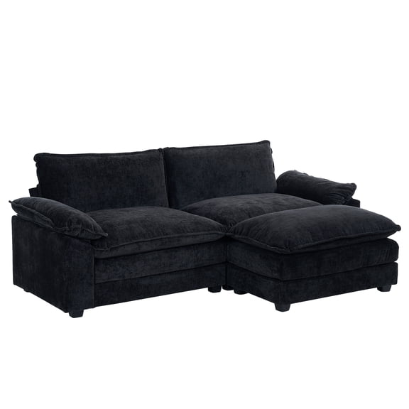 UBesGoo Convertible Sectional Sofa with Chaise L Shaped Couch with Ottoman Reversible 2-Seat Sofa Sectional Couch Sets for Apartment Black