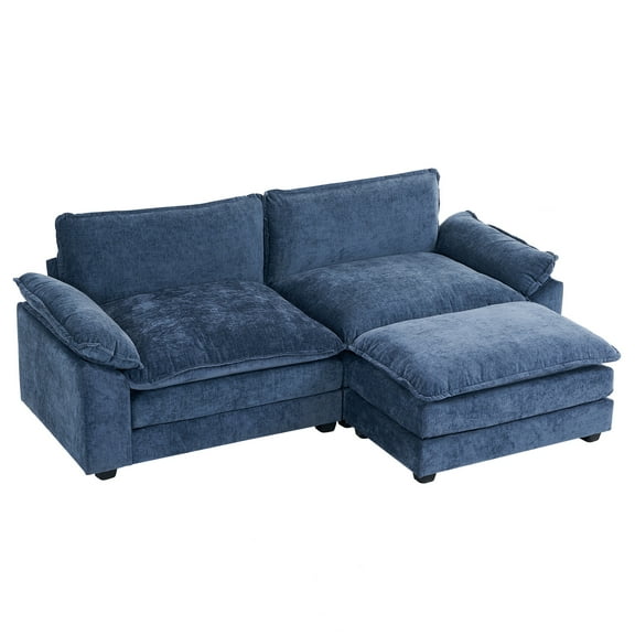 UBesGoo Convertible Sectional Sofa with Chaise L Shaped Couch with Ottoman Reversible 2 Seater Sofa Sectional Couch Sets for Apartment Gray-Blue