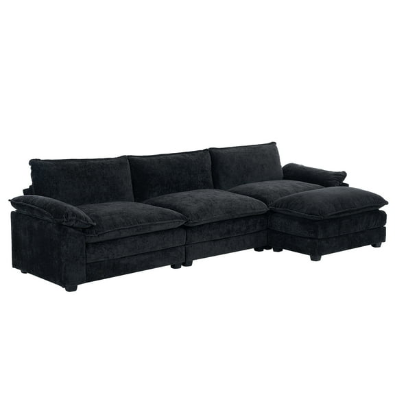 UBesGoo Convertible Sectional Sofa with Chaise L Shaped Couch with Ottoman Reversible 3-Seat Sofa Sectional Couch Sets for Apartment Black