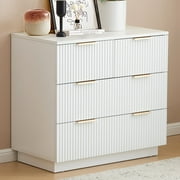 UBesGoo Dresser for Bedroom Wood 4 Drawers Dressers, Fluted Modern Dresser, White