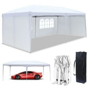 UBesGoo Easy Pop Up Canopy Party Tent, 10 x 20-Feet, White with 4 Removable Sidewalls