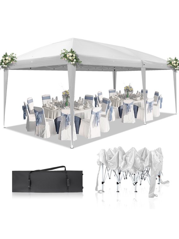 Easy Pop Up Canopy Party Tent, 10 x 20-Feet, White