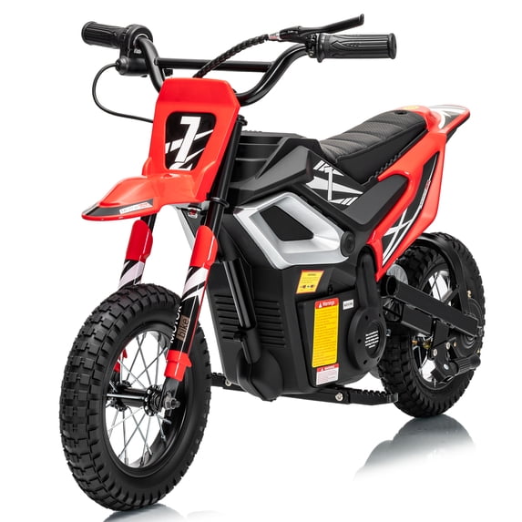 UBesGoo Electric Dirt Bike, 24V 250W Ride on Toys for Big Kids with Music & Bluetooth, 14 mph Twist-Grip Throttle & Hand-Operated Rear Brake, Red