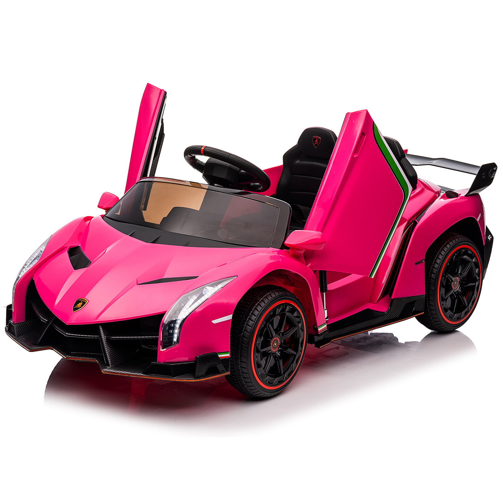 UBesGoo Electric Ride On Car 12V Licensed Lamborghini for Kids Girl, Parent Control, LED Headlights - Pink