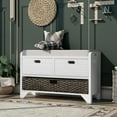 thumbnail image 1 of UBesGoo Entryway Shoe Storage Bench with 2 Drawers and Removable Basket, Shoe Rack Shoe Bench with Removable Cushion, Shoe Storage Organizer for Closet Hallway Living Room Bedroom, White, 1 of 18