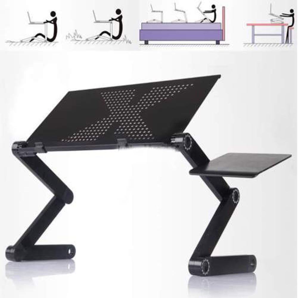 UBesGoo Ergonomics Aluminum Vented Cooling Holes Adjustable Portable Laptop Stand with Attachable Mousepad