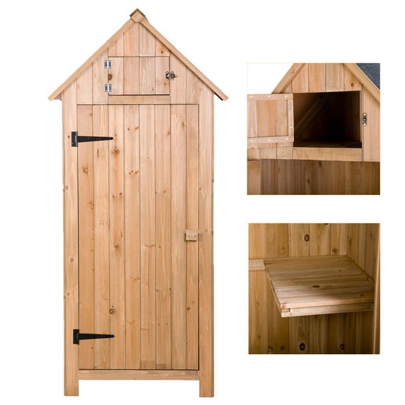 UBesGoo Fir wood with Single Door Wooden Live Garden Shed Wooden Lockers Wood