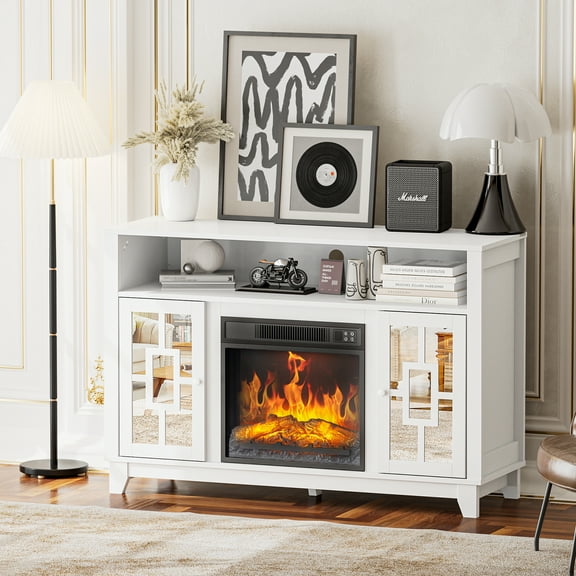 UBesGoo Fireplace Entertainment Media Center for 45/50/55/60 TVs, Electric Heat Remote Control with Storage