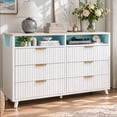 thumbnail image 1 of UBesGoo Fluted 6 Drawer Dresser with LED Lights, Modern Chest of Drawers Wood Dresser TV Stand, Double Dresser for Bedroom, Living Room, Hallway, 1 of 9