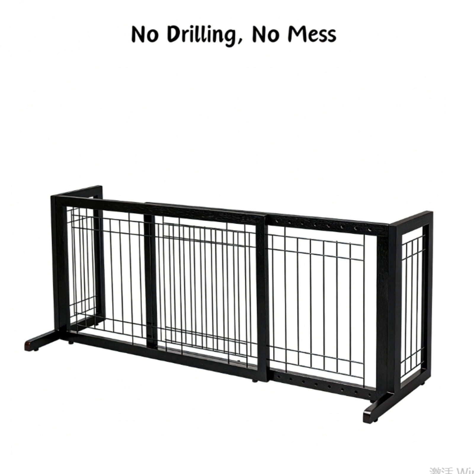 UBesGoo Folding Adjustable Freestanding 2 Panel Metal Dog Slide Gate Baby Safety Fence, no Drilling no Damage, Black