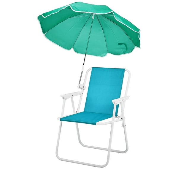 UBesGoo Folding Beach Chair with Umbrella 120kg Capacity, Lightweight for Outdoors, Camping & Travel, Mint Green