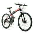 thumbnail image 1 of UBesGoo 27.5in Folding Mountain Bike Shimano 21-Speed with Disc Brakes, Red&Black, 1 of 10