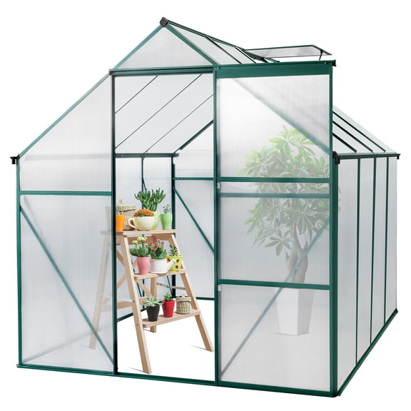 UBesGoo Garden 6x8ft Hybrid Polycarbonate Greenhouse for Garden Green