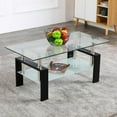 thumbnail image 1 of UBesGoo Glass Double Tiers Coffee Table Rectangular Black, 1 of 7