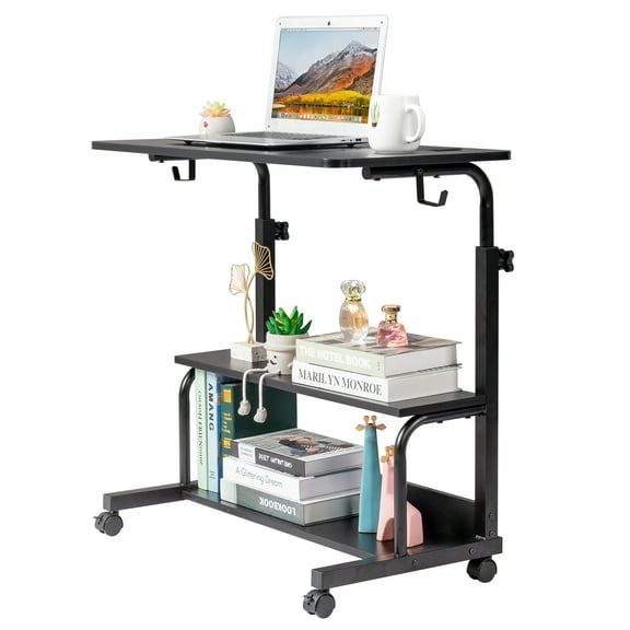 UBesGoo Height Adjustable Side Table Computer Desk with Wheels Movable Over-bed End Table Laptop Stand
