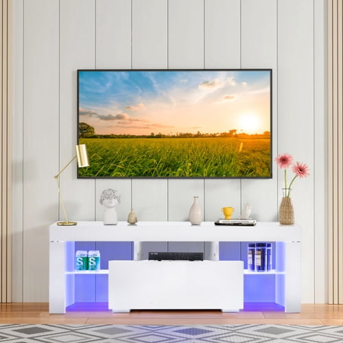 White high gloss unit with led lights discount