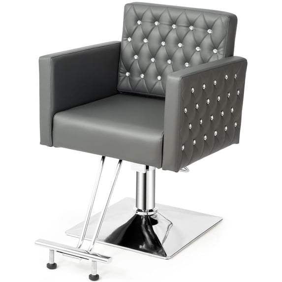 UBesGoo Hydraulic Barber Chair, Heavy Duty Salon Chair with Steel Footrest for Beauty Spa, Diamond Gray