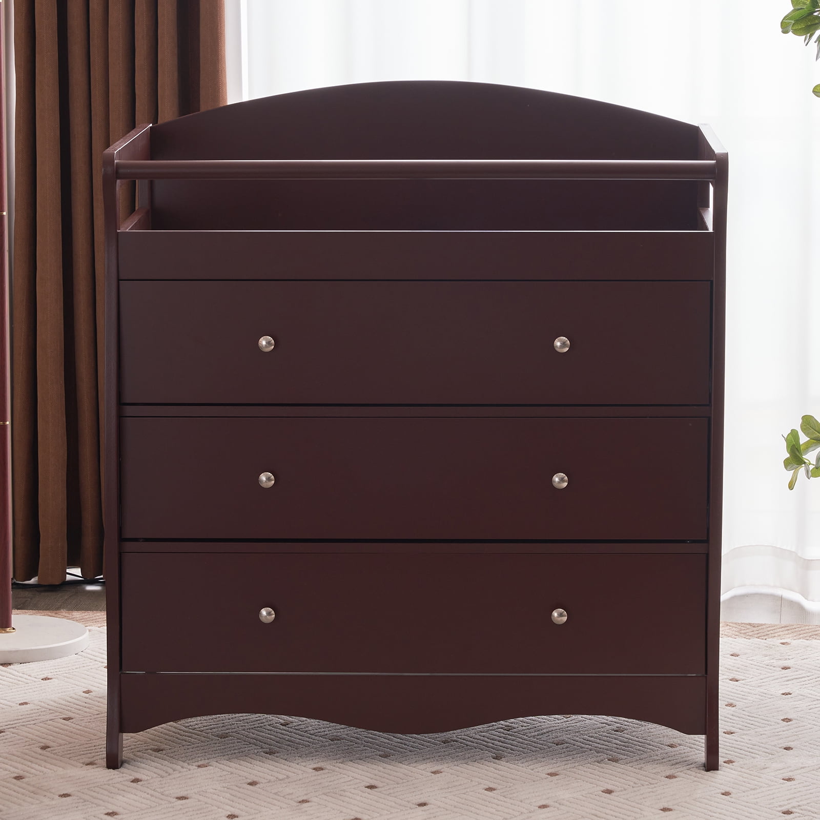 UBesGoo Infant Changing Table,3 Drawer Changer,Nursery Storage Dresser Chest for Bedroom, Nursery, Brown