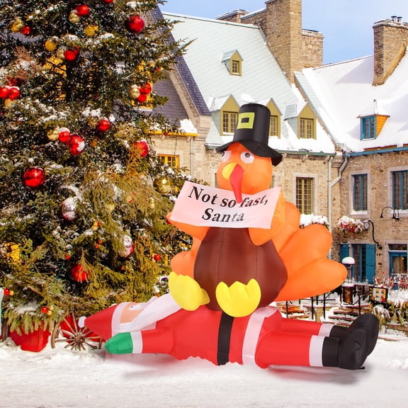 UBesGoo Inflatable Christmas Santa Claus & Turkey Decor Garden Decoration Thanksgiving