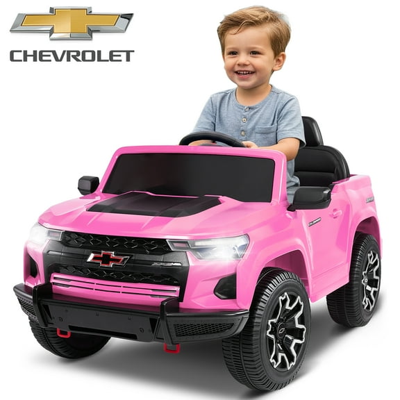 UBesGoo 12V Licensed Chevrolet Colorado Kids Ride on Car, Battery Powered Ride on Toys Truck with Remote Control, Pink