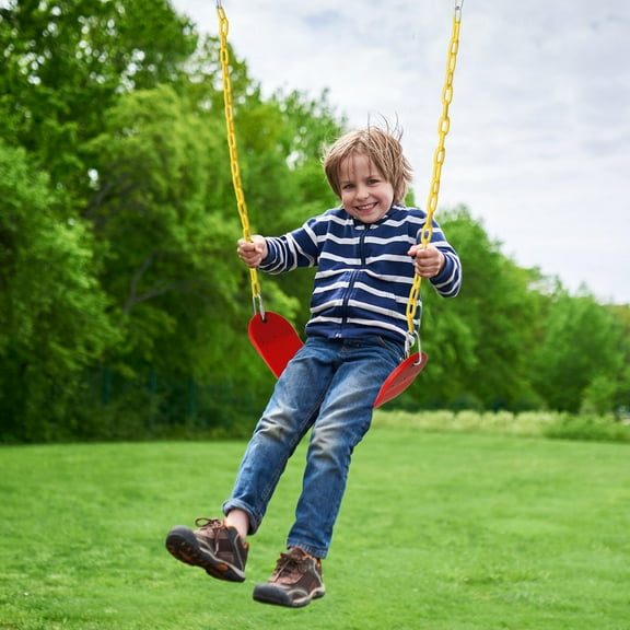 UBesGoo Kids Belt Swing Children Swing Set Replacement w/ Chain,Heavy Duty 660Lbs,Red