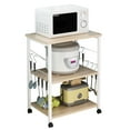 thumbnail image 1 of UBesGoo Kitchen Utility Cart, Microwave Table Stand, Rolling Small Kitchen Coffee Cart Organizer with Metal Frame, Vintage/Black, Light Beige/White, 1 of 16
