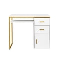 thumbnail image 1 of UBesGoo Makeup Nail Desk Salon Manicure Computer Table with Chipboard Top 2 Drawers Iron Frame White, 1 of 11