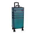 thumbnail image 1 of UBesGoo Makeup Rolling Case Trolley Box 4-in-1 with Wheels, Professional Cosmetic Organizer Storage Luggage, Beauty Travel Train Bag, Green, 1 of 19