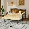 thumbnail image 1 of UBesGoo Metal Daybed Frame Twin Size, Storage Wooden Headboard with Charging Station, Daybed with Trundle for Living Room Bedroom Guest Room Brown, 1 of 9