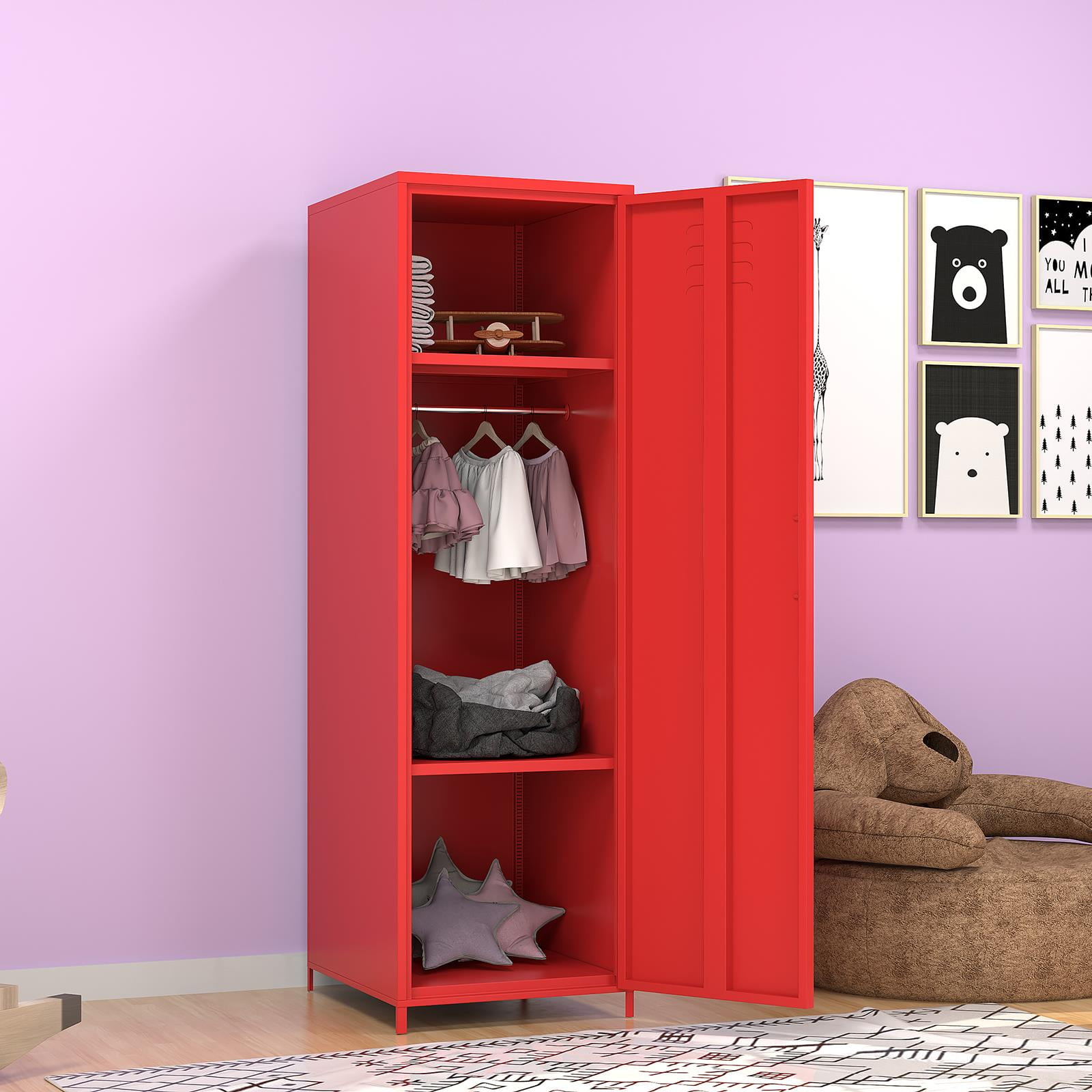 UBesGoo Metal Storage with Shelf, 51" Armoire Wardrobe Closet