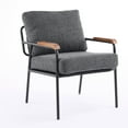 thumbnail image 1 of UBesGoo Mid Century Modern Accent Chair, Solid Wood Armchair with Rubberwood Armrests, Metal Frame Singe Sofa for Lounge Spaces, Dark Gray, 1 of 10