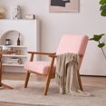 thumbnail image 1 of UBesGoo Mid Century Retro Accent Chair, Wood Frame Arm Chair, Teddy Velvet Fabric Modern Lounge Chair for Living Room Bedroom Balcony Pink, 1 of 9