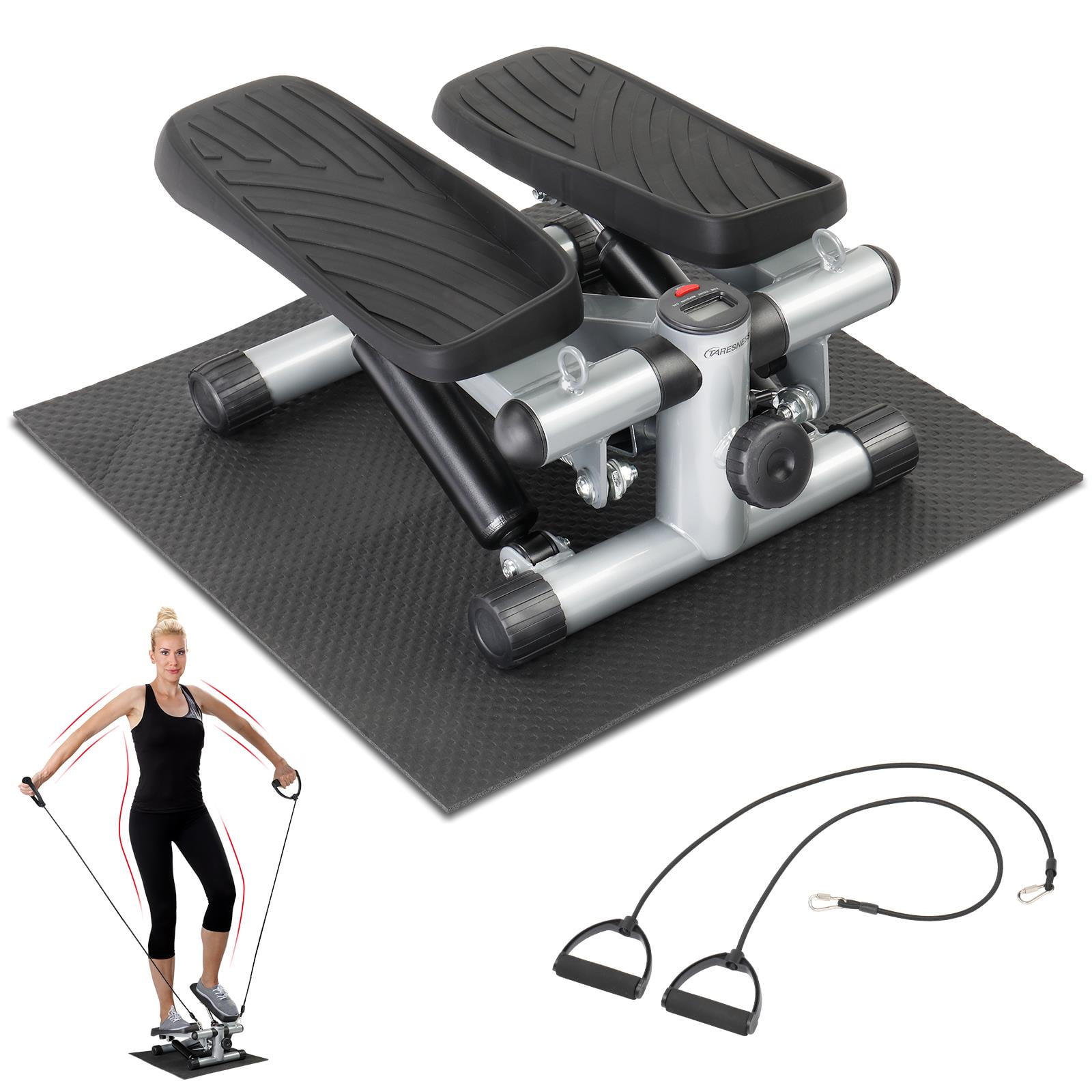 bubbacare Tohoyard Steppers for Exercise, Mini Stepper with LcD Monitor,  Quiet Fitness Stepper with Resistance Bands, gym Stair Stepper fo