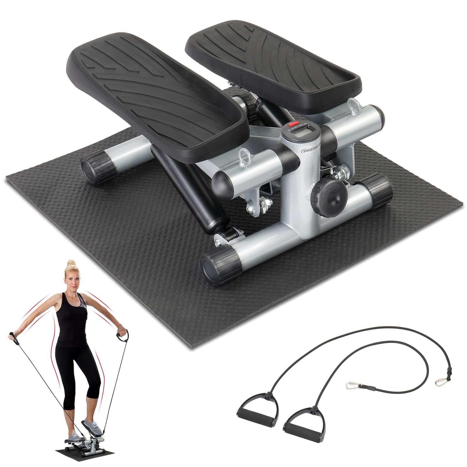 UBesGoo Mini Air Aerobic Stepper Stair Climber Twist Exercise Fitness Machine with LCD Display Resistance Bands