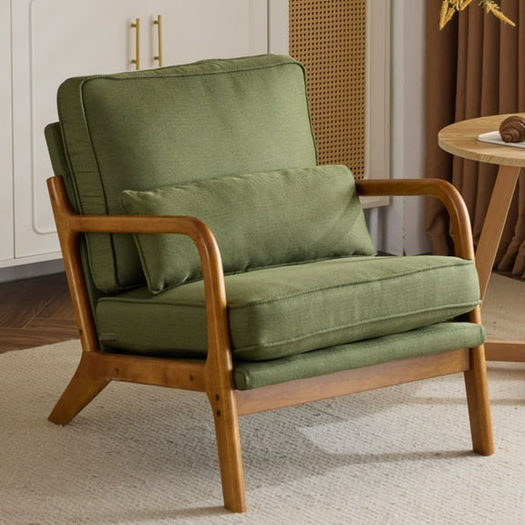 UBesGoo, Linen Upholstered Accent Chair, Green
