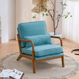 31 Inch Club Chair Blue Velvet Vertical Tufted Channels Art Deco Style Walmart
