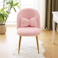 thumbnail image 1 of UBesGoo Modern Armless Makeup Chair Comfy Cute Accent Chair, Faux Rabbit Hair Vanity Chair for Office Living Dining Room, Pink, 1 of 9