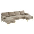 thumbnail image 1 of UBesGoo Modern & Contemporary Sectional Sofas, U Shaped Chenille Fabric Couch with Double Reversible Chaise Lounges, 110" W Camel Color, 1 of 10