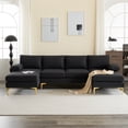 thumbnail image 1 of UBesGoo Modern & Contemporary Sectional Sofas, U Shaped Couch with Chaise Lounge with Metal Feet for Apartment Living Room Black, 1 of 11