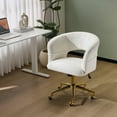 thumbnail image 1 of UBesGoo Modern Swivel Accent Chair, Flannel Makeup Vanity Chair, Highly Adjustable Desk Chair for Living Room Dorm Office, White, 1 of 10