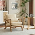 thumbnail image 1 of UBesGoo Modern Upholstered Comfy Accent Chair, Teddy Fabric Armchair with Pillow, Reading Club Sofa Chair for Bedroom Living Room, Khaki, 1 of 10