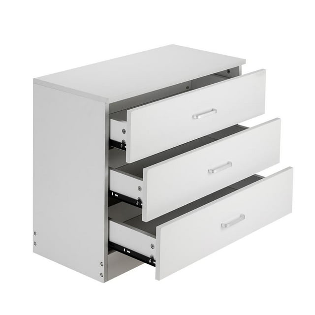 UBesGoo Sturdy Modern White 3Drawer Dresser, Bedroom Chest in White