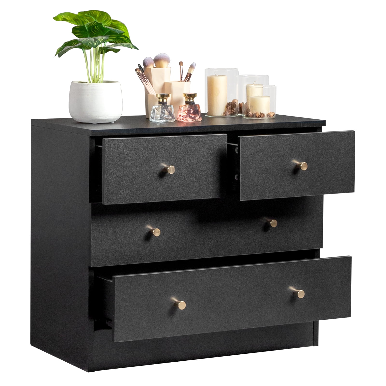 UBesGoo Modern 4Drawer Wood Dresser, Bedside Table for Bedroom
