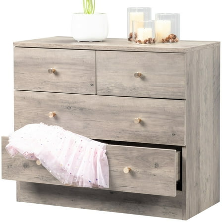 UBesGoo Modern Wood 4-Drawer Dresser Chest Bedside Table for Bedroom,Living Room,Gray
